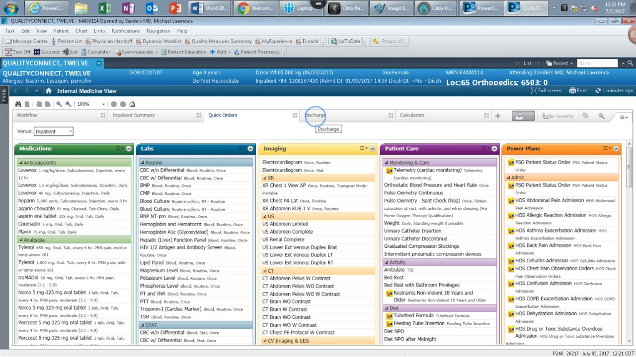 Example of an electronic health record (EHR) system.